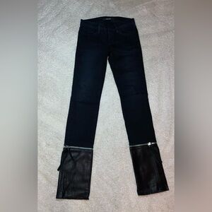 J Brand | Dark Skinny Jeans with Leather and Zipper Accents